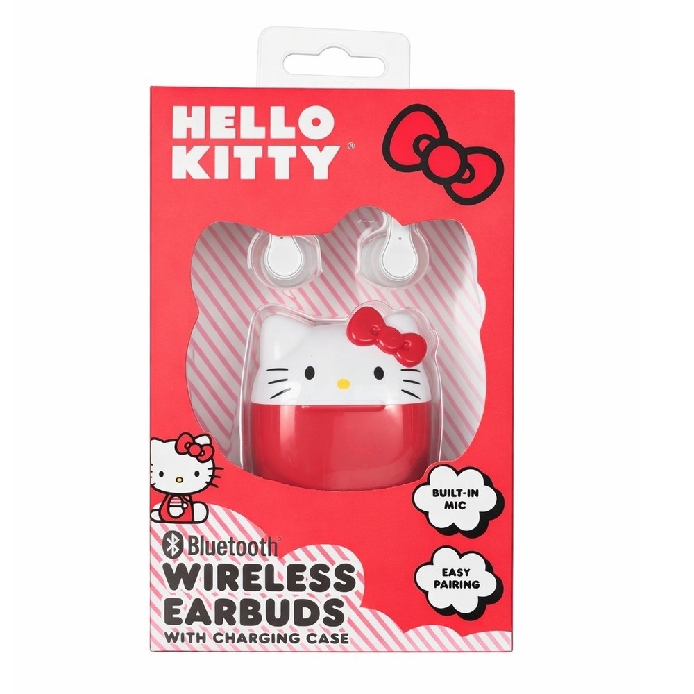 Hello Kitty Bluetooth Wireless Earbuds Red Charging Case Sanrio"NEW"